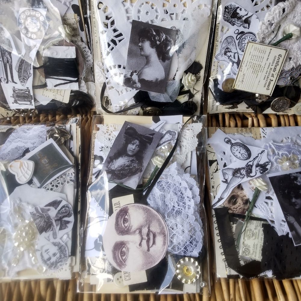 COPY #1- 5/$25 35 Pc Black & White Color Kits Mixed Media Collage Kit
